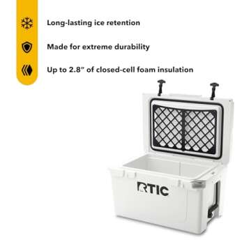 RTIC 45QT Ultra-Tough Cooler Hard Insulated Portable Ice Chest Box for Beach, Drink, Beverage, Campi...