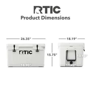 RTIC 45QT Ultra-Tough Cooler Hard Insulated Portable Ice Chest Box for Beach, Drink, Beverage, Camping, Picnic, Fishing, Boat, Barbecue, White
