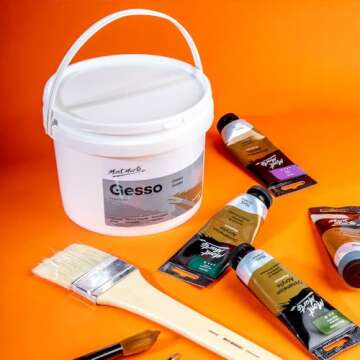 Mont Marte Premium Gesso Universal Primer 64oz (1.89L), Suitable for Acrylic Paint, Oil Paint, Color Pencils, Pastels, Graphite and Charcoal