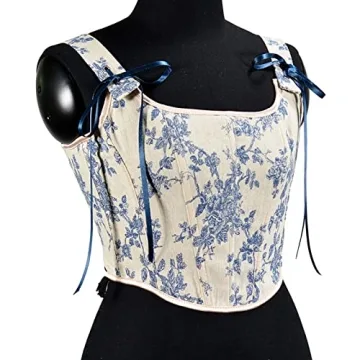 Y2K Floral Lace-up Corset Top Vintage Push Up Crop Women