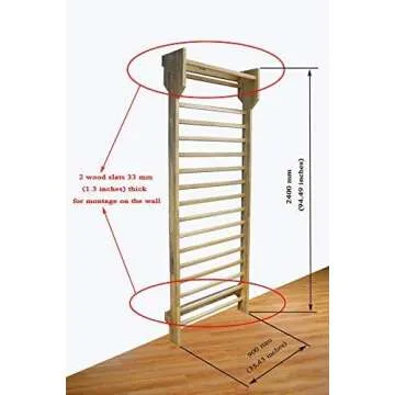 ARTIMEX Wooden Swedish Ladder (Stall Bars) Set for Physical Therapy & Gymnastics - Used in Homes, Gyms, Clinic, Schools or Fitness Centers - Wall Bars from Natural Wood: Red Oak, Code 279