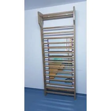 ARTIMEX Wooden Swedish Ladder (Stall Bars) Set for Physical Therapy & Gymnastics - Used in Homes, Gyms, Clinic, Schools or Fitness Centers - Wall Bars from Natural Wood: Red Oak, Code 279