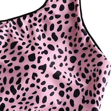 ZAFUL Women's Snakeskin Leopard Reversible Bikini Set Swimsuit Two Piece One Shoulder Swimwear (Blush Red, M)