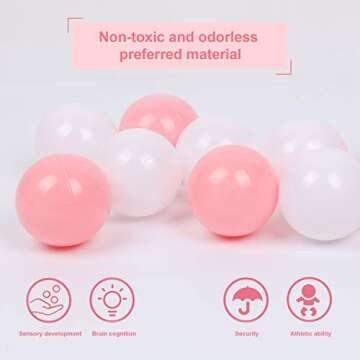 TRENDBOX 100 Pcs Colorful Ball Pit Balls Ocean Balls for Babies Kids Children Soft Ball Birthday Parties Events Playground Games Pool - Pink, White