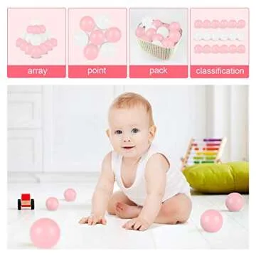 TRENDBOX 100 Pcs Colorful Ball Pit Balls Ocean Balls for Babies Kids Children Soft Ball Birthday Parties Events Playground Games Pool - Pink, White