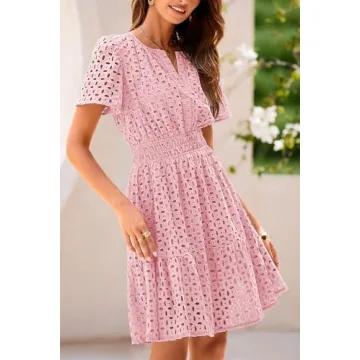 PRETTYGARDEN Summer Short Dress V Neck A Line for Women