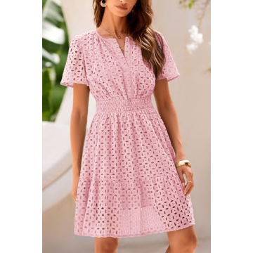 PRETTYGARDEN Summer Short Dress V Neck A Line for Women