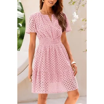 PRETTYGARDEN Summer Short Dress V Neck A Line for Women