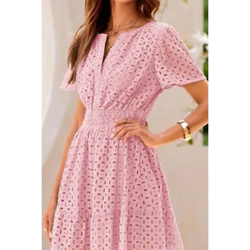 PRETTYGARDEN Summer Short Dress V Neck A Line for Women