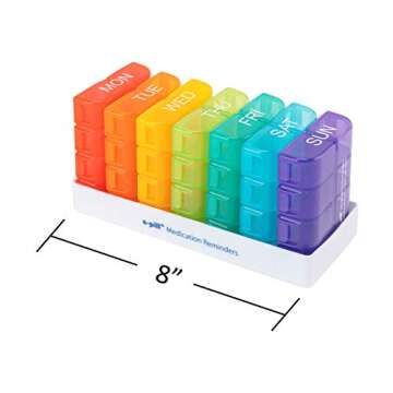 e-Pill 8 Times a Day x 7 Day Large Weekly Pill Organizer, Vitamin and Medicine Box - Multicolor