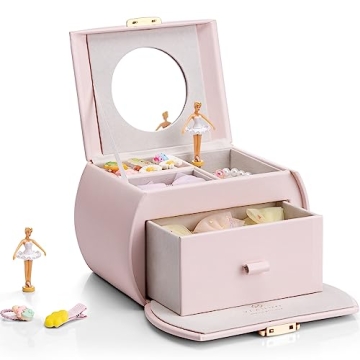 Vlando Kids Musical Jewelry Box for Girls with Drawer and Ballerina