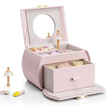 Vlando Kids Musical Jewelry Box for Girls with Drawer and Ballerina