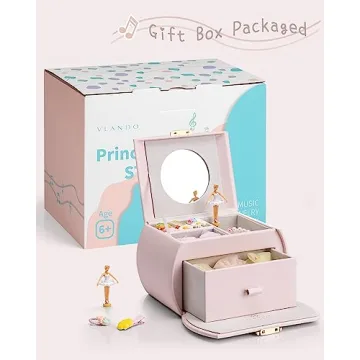 Vlando Kids Musical Jewelry Box for Girls with Drawer and Music