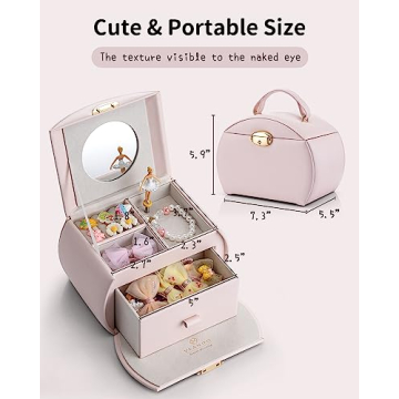 Vlando Kids Musical Jewelry Box for Girls with Drawer and Music