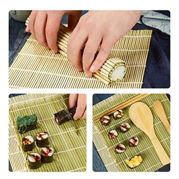 ISSEVE Sushi Making Kit Sushi Bazooka Maker with Bamboo Mats and Chopsticks, Paddle, Spreader, Sushi Knife, DIY Sushi Roller Machine