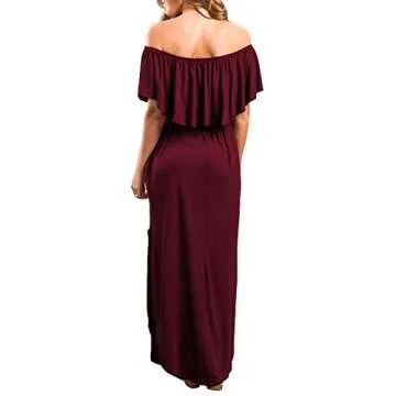 Womens Off The Shoulder Ruffle Maxi Dress for Summer Fun