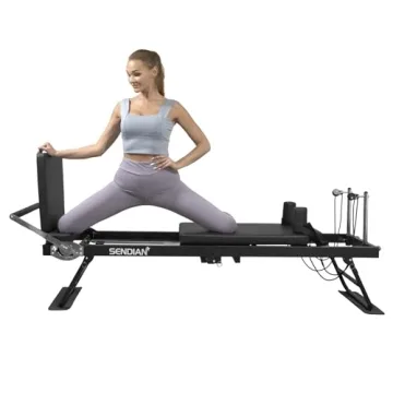 SENDIAN Foldable Pilates Equipment for Home Workouts, Pilates Reformer Machine for Home Gym with Spr...