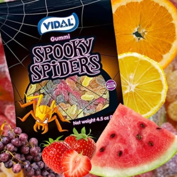 VIDAL Gummi Spooky Spiders for Halloween Fun - Pack of 3