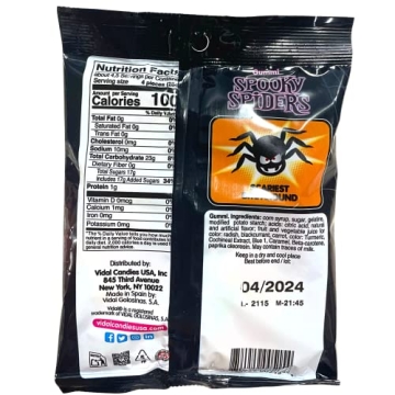VIDAL Gummi Spooky Spiders for Halloween Fun - Pack of 3
