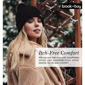 Brook + Bay - Beanie Hats for Women, Pom Pom Hat Soft Chunky Knit Beanie for Cold Weather, Stocking Cap for Women Winter Hats