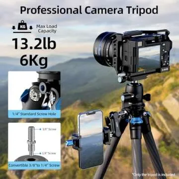 SIRUI Carbon Fiber Travel Tripod with 360° Ballhead B-00K, 50″ Lightweight Compact Professional Camera Tripod, 5 Sections, Quick Release Plate, Weight 2lbs, Loads 13.2lbs/6kg