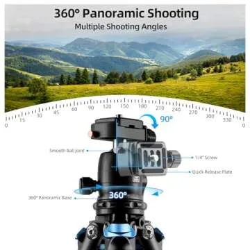 SIRUI Carbon Fiber Travel Tripod with 360° Ballhead B-00K, 50″ Lightweight Compact Professional Camera Tripod, 5 Sections, Quick Release Plate, Weight 2lbs, Loads 13.2lbs/6kg