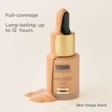 ISDIN Skin Drops, Face and Body Makeup Lightweight and High Coverage Foundation, Sand Shade for Fair to Light Skin Tone