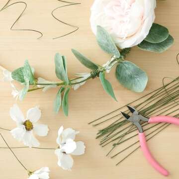 Juvale 200 Pieces 19 Gauge Dark Green Floral Stem Wire for DIY Crafts, 16 in Paper Wrapped Wire for ...