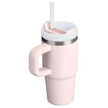 Stanley Quencher H2.0 Tumbler with Handle and Straw 14 oz | Flowstate 3-Position Lid | Cup Holder Compatible for Travel | Insulated Stainless Steel Cup | BPA-Free | Rose Quartz 2.0