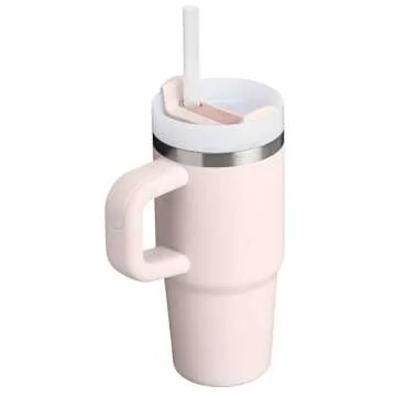 Stanley Quencher H2.0 Tumbler with Handle and Straw 14 oz | Flowstate 3-Position Lid | Cup Holder Compatible for Travel | Insulated Stainless Steel Cup | BPA-Free | Rose Quartz 2.0