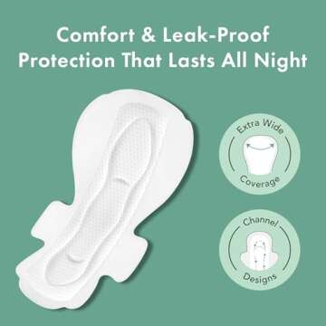 Rael Pads for Women, Organic Cotton Cover - Period Pads with Wings, Feminine Care, Sanitary Napkins, Heavy Absorbency, Unscented, Ultra Thin (Overnight, 20 Count)