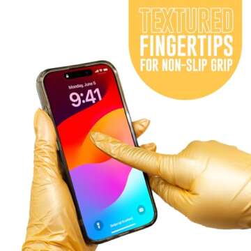 Colortrak Luminous Collection Disposable Nitrile Gloves (100 Pack), Lilac Frost Gold, Small, Single-...