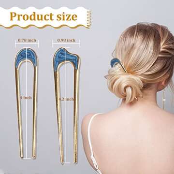 5PCS U-Shaped Hairpin Metal French Hair Pin Stick Simple Vintage Elegant Hairpin for Long Hair Chign...