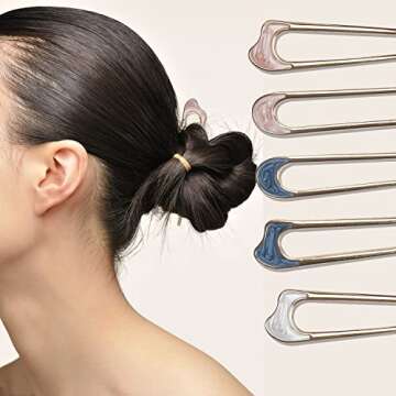 Elegant 5PCS U-Shaped Metal Hair Pins for Stylish Updos