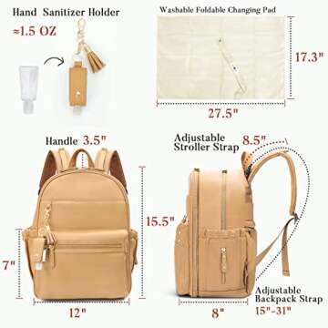 miss fong Diaper Bag Backpack Leather Diaper Bag, Baby Diaper Bag for Baby, 16 Pockets Diaper Bag Or...