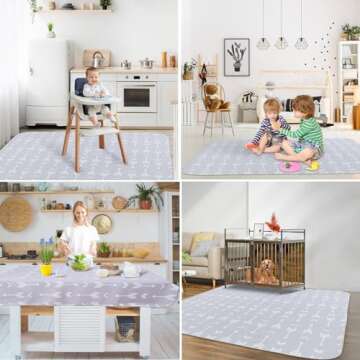 WOMUMON 51" Baby Splash Mat for Under High Chair - Washable Anti-Slip Floor Mat for Arts, Crafts and Play - Portable Waterproof Table Cloth (Arrow, 51")