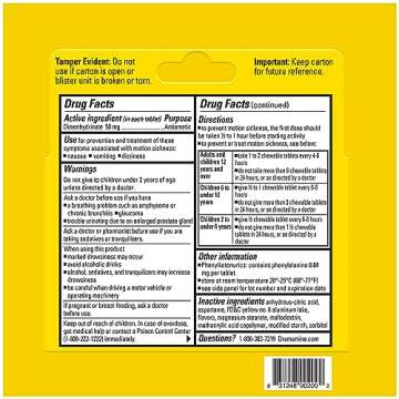 Dramamine Chewable Motion Sickness Relief Tablets, 8 Count