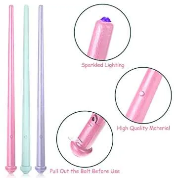 Skylety 3 Pieces Light up Wand Magic Light and Sound Toy Illuminating Princess Wand Fairy Toys Christmas Party Costume Accessory for Xmas Cosplay Masquerade(Pink, Purple, Blue)