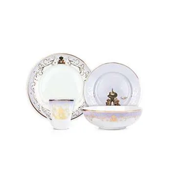 Disney Themed Dinnerware Set - 16 Ceramic Dishes, 4 Place Settings | Collection 1| Cinderella, Aladdin, Little Mermaid, & Beauty and the Beast Colorful Dinner & Dessert Plates, Bowl & Mug