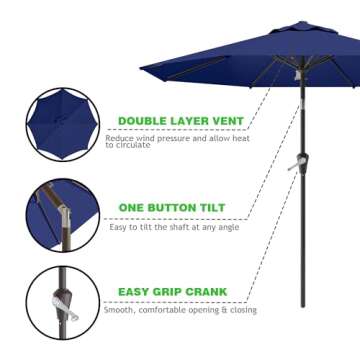AreShark 9 FT Patio Umbrella for Outdoor, Outdoor Table Umbrella with Push Button Tilt and Crank, Ou...
