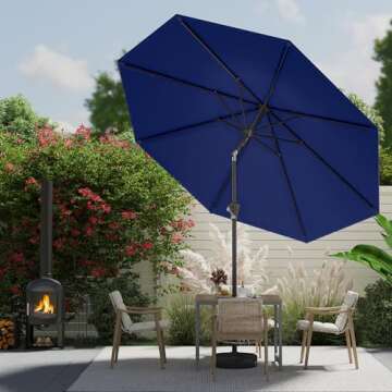 AreShark 9 FT Patio Umbrella for Outdoor, Outdoor Table Umbrella with Push Button Tilt and Crank, Outdoor Patio Umbrellas with 8 Sturdy Ribs, Patio Umbrellas for Market, Garden, Deck, Backyard, Pool (Navy)
