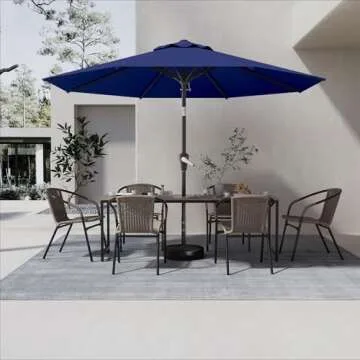 AreShark 9 FT Patio Umbrella for Outdoor, Outdoor Table Umbrella with Push Button Tilt and Crank, Outdoor Patio Umbrellas with 8 Sturdy Ribs, Patio Umbrellas for Market, Garden, Deck, Backyard, Pool (Navy)