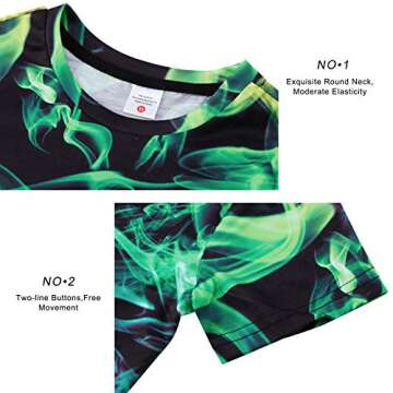 RAISEVERN Boys Shirts Neon Hawaiian Beach Tropical Tshirt Kids Girls Galaxy Shirt Short Sleeve 3D Print Cool Smoke Tees Summer Clothes Size 9-12 Years