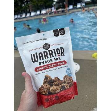 BeeFree Warrior Mix Gluten Free Granola - Soft Chunky Granola Bites | Paleo Granola, Low Carb, Grain Free, Preservative Free, Oat Free | Granola for Yogurt, Low Calorie Snacks | Hagen’s Berry Bomb, one 9 Ounce Bag