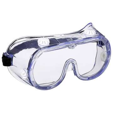 3M Goggle Chemical Splash, Impact-Resistant, Blocks 99.9% of UV, Scratch Resistant, Adjustable Strap, Indirect Ventilation, Flexible Frame Conforms To Face For Secure & Protective Fit (91252H1-DC-10)