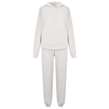 Long Sleeve Sweatsuit for Women 2PC Volleyball Sets Fashion Spring Pocket Jersey Slim Fit Hoodies Soft Solid Sweatsuit Lady White