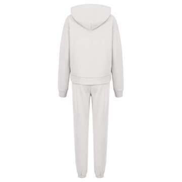 Long Sleeve Sweatsuit for Women 2PC Volleyball Sets Fashion Spring Pocket Jersey Slim Fit Hoodies Soft Solid Sweatsuit Lady White