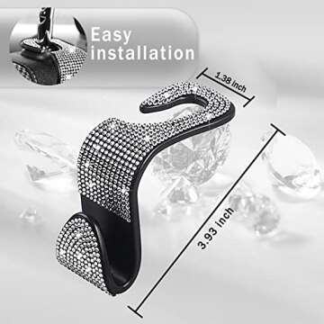 Gseigvee Crystal Bling Car Headrest Hooks for Stylish Organization