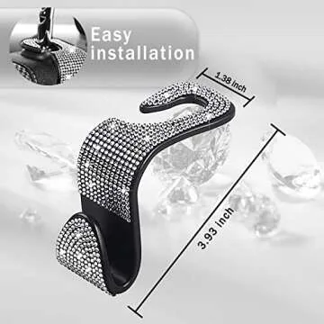 Gseigvee Crystal Bling Car Headrest Hooks for Stylish Organization