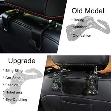 Gseigvee Crystal Bling Car Headrest Hooks for Stylish Organization